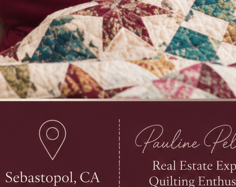 Close-up of a hand-stitched quilt with vintage star pattern in burgundy, teal, and cream fabrics